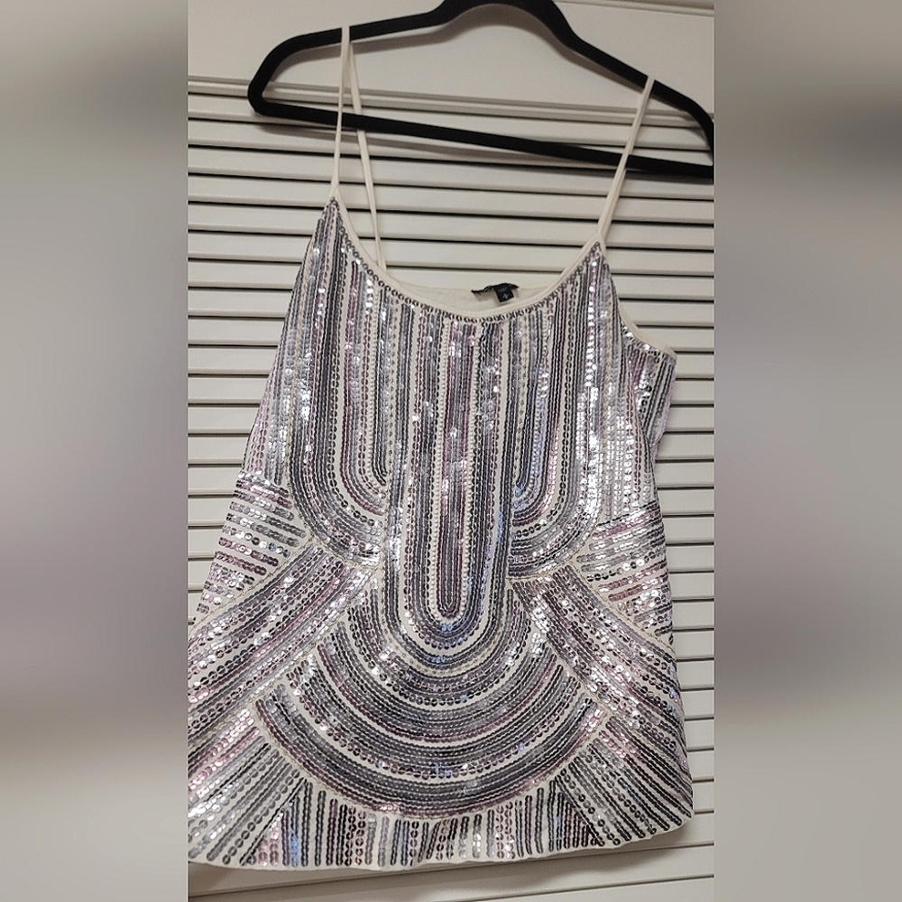 Express - Lightweight Sleeveless Top With Spaghetti Straps & Sequins
